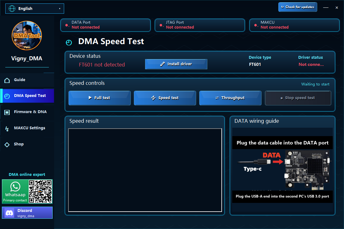 Vigny DMA Tool speed test
